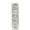 18K Gold Plated Eternity Wedding Band with Created White Sapphire and Emerald Cut Stones