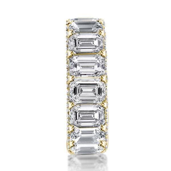 18K Gold Plated Eternity Wedding Band with Created White Sapphire and Emerald Cut Stones