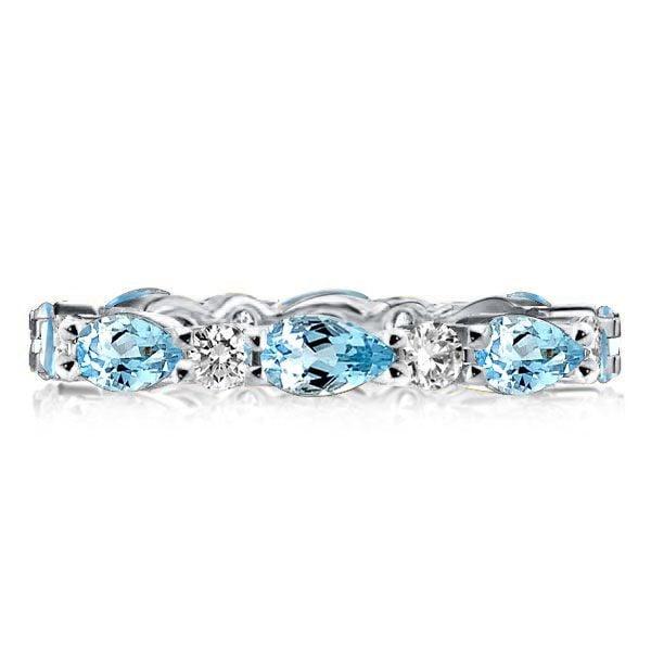 Pear Shaped Aquamarine Eternity Band in Sterling Silver with Rhodium Plating
