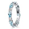 Pear Shaped Aquamarine Eternity Band in Sterling Silver with Rhodium Plating