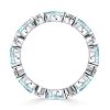 Pear Shaped Aquamarine Eternity Band in Sterling Silver with Rhodium Plating