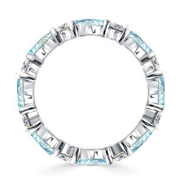 Pear Shaped Aquamarine Eternity Band in Sterling Silver with Rhodium Plating