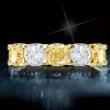 Golden Yellow Cushion Cut Simulated Diamond Ring Set with Wedding Band in 18K Gold Plated Sterling Silver