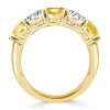 Golden Yellow Cushion Cut Simulated Diamond Ring Set with Wedding Band in 18K Gold Plated Sterling Silver