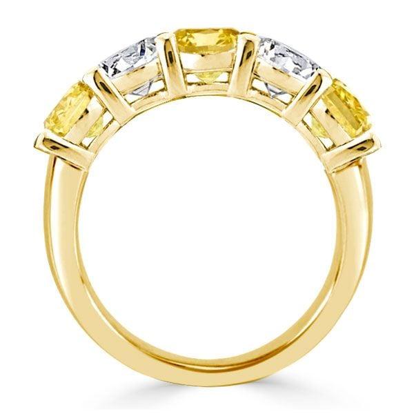 Golden Yellow Cushion Cut Simulated Diamond Ring Set with Wedding Band in 18K Gold Plated Sterling Silver