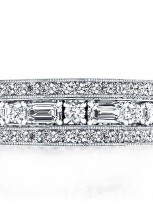 Sterling Silver Triple Band White Sapphire Eternity Ring Set
