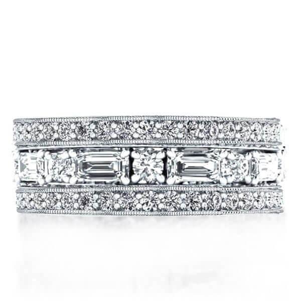 Sterling Silver Triple Band White Sapphire Eternity Ring Set