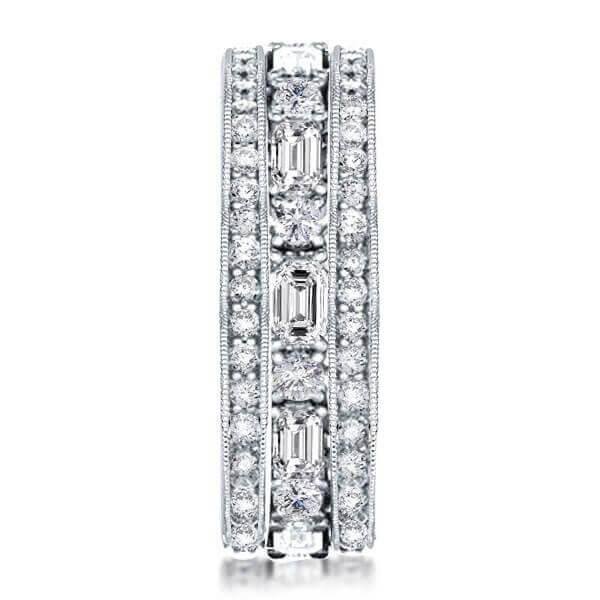 Sterling Silver Triple Band White Sapphire Eternity Ring Set