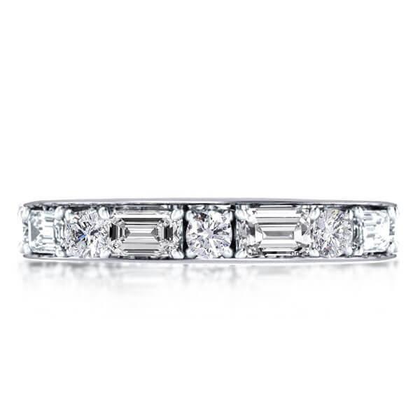 Sterling Silver Triple Band White Sapphire Eternity Ring Set