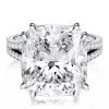 Split Shank Engagement Ring with 6.00 CT Cushion Cut Center Stone in Rhodium-Plated Sterling Silver