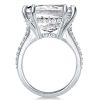 Split Shank Engagement Ring with 6.00 CT Cushion Cut Center Stone in Rhodium-Plated Sterling Silver