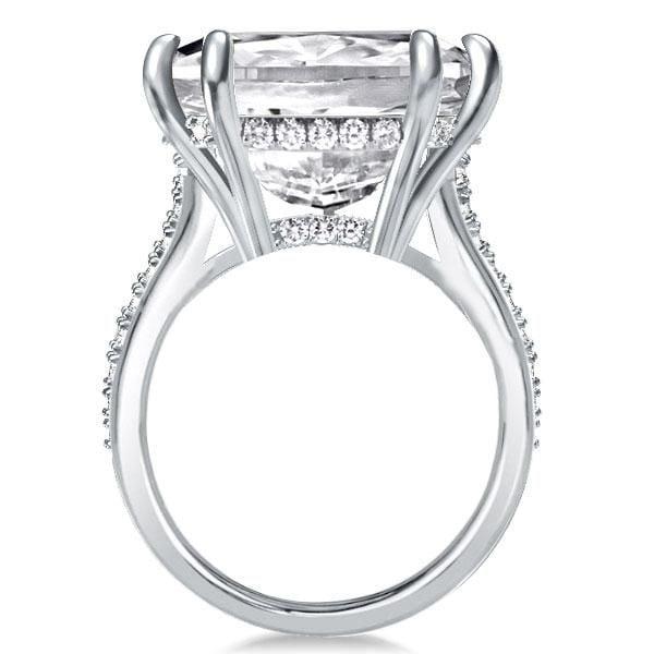 Split Shank Engagement Ring with 6.00 CT Cushion Cut Center Stone in Rhodium-Plated Sterling Silver