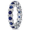 2.24 CT. TW. Round Cut Blue Sapphire Eternity Ring for Women in Rhodium Plated Sterling Silver