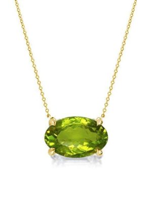 18K Gold Plated Sterling Silver Peridot Pendant Necklace with 3.00 CT. TW Stone