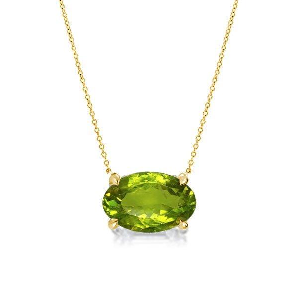 18K Gold Plated Sterling Silver Peridot Pendant Necklace with 3.00 CT. TW Stone