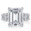 Wide Split Shank Sterling Silver Engagement Ring - 4.00 CT Center Stone