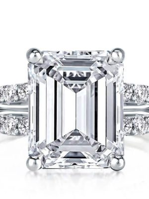 Wide Split Shank Sterling Silver Engagement Ring - 4.00 CT Center Stone