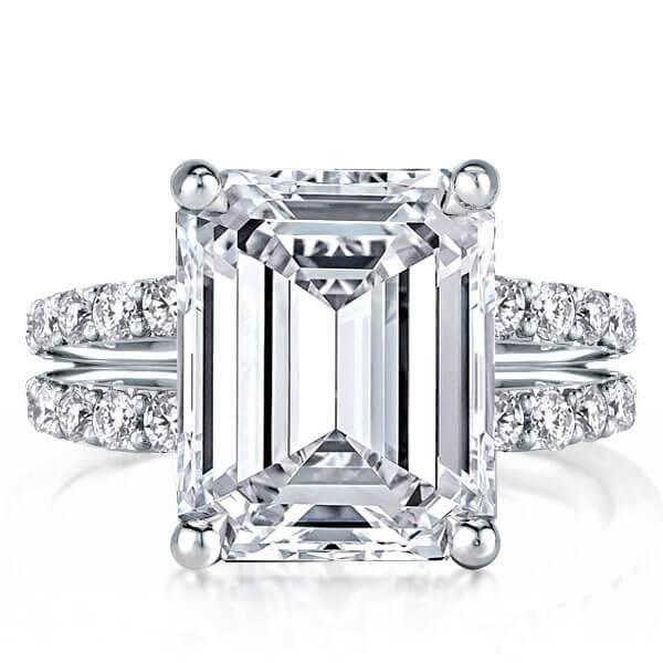 Wide Split Shank Sterling Silver Engagement Ring - 4.00 CT Center Stone