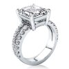 Wide Split Shank Sterling Silver Engagement Ring - 4.00 CT Center Stone