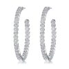 Sterling Silver Plated White Sapphire Milgrain Bezel Round Cut Hoop Earrings (5.00 CTW)