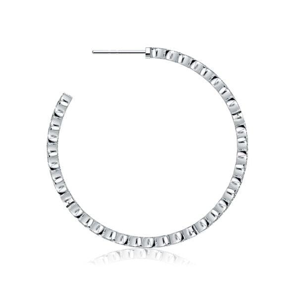 Sterling Silver Plated White Sapphire Milgrain Bezel Round Cut Hoop Earrings (5.00 CTW)