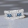 1.03 CT. Blue Topaz Round Cut Wedding Band for Women in Sterling Silver