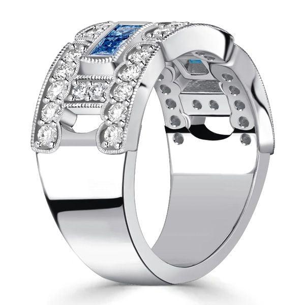 1.03 CT. Blue Topaz Round Cut Wedding Band for Women in Sterling Silver