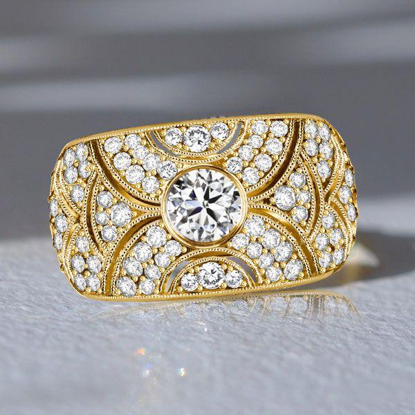 Vintage Style White Sapphire Wedding Band - 925 Sterling Silver Bezel Setting