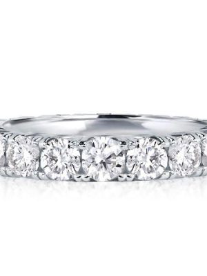 Sterling Silver French Setting Round CZ Eternity Band Ring for Women