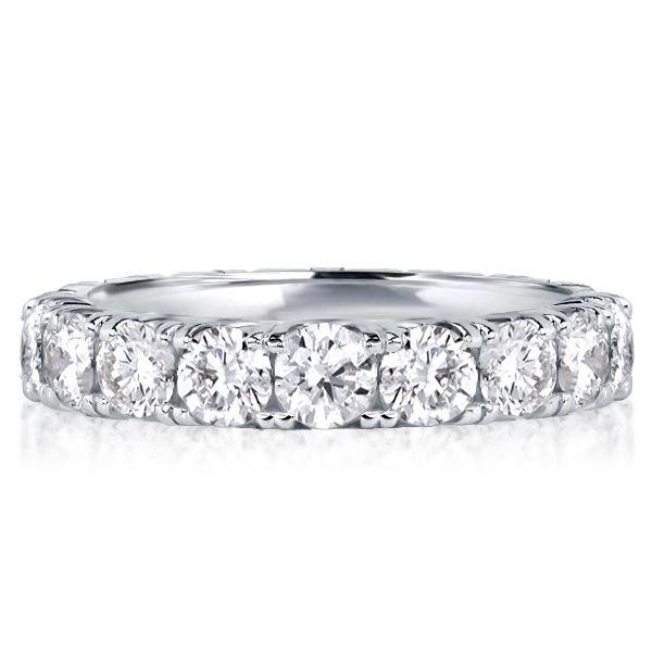 Sterling Silver French Setting Round CZ Eternity Band Ring for Women
