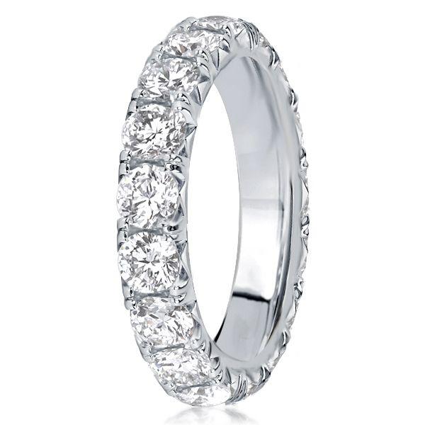 Sterling Silver French Setting Round CZ Eternity Band Ring for Women