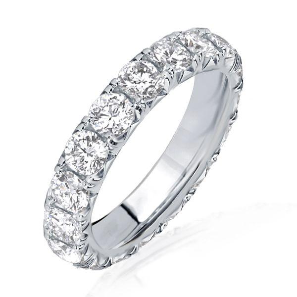 Sterling Silver French Setting Round CZ Eternity Band Ring for Women