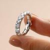 Sterling Silver French Setting Round CZ Eternity Band Ring for Women