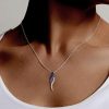 Round Cut Blue & White Sapphire Pendant Necklace - Sterling Silver