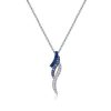 Round Cut Blue & White Sapphire Pendant Necklace - Sterling Silver