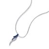 Round Cut Blue & White Sapphire Pendant Necklace - Sterling Silver
