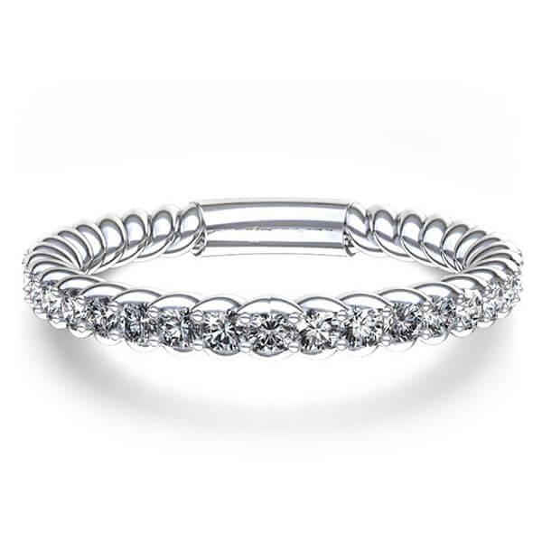 Sterling Silver Rope Design Wedding Band - Eternity Ring - 0.26 CT. TW.