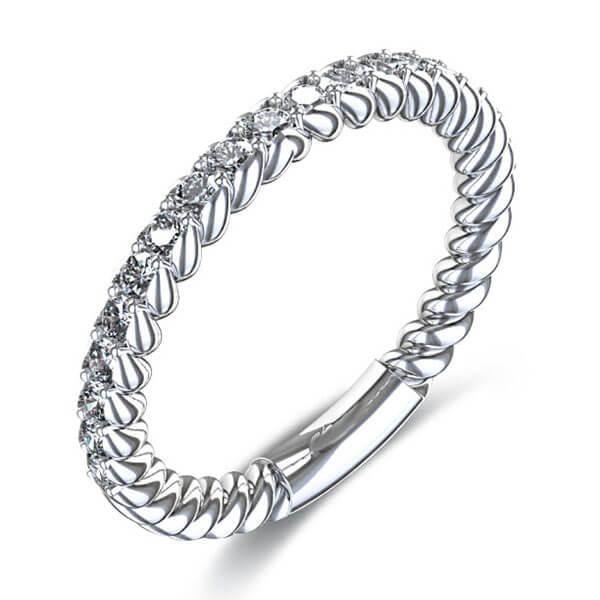Sterling Silver Rope Design Wedding Band - Eternity Ring - 0.26 CT. TW.