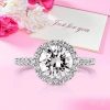 Sterling Silver Halo Engagement Ring with 2.75 CT Center Stone