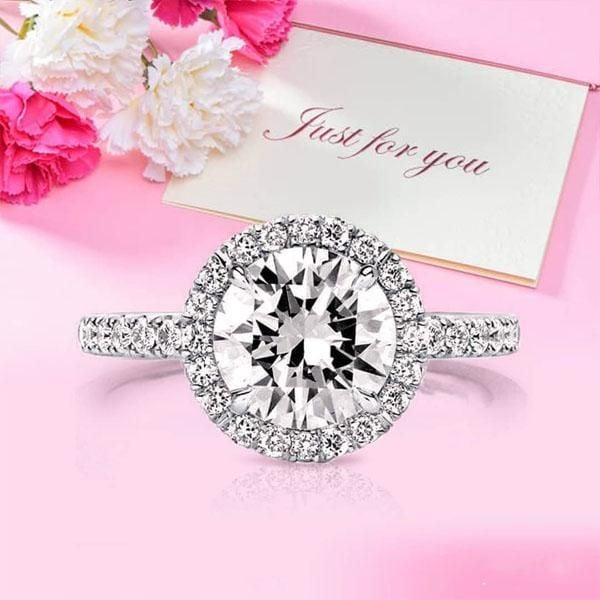 Sterling Silver Halo Engagement Ring with 2.75 CT Center Stone