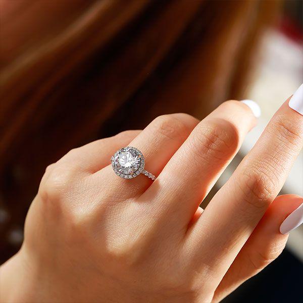 Sterling Silver Halo Engagement Ring with 2.75 CT Center Stone