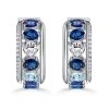 Sterling Silver Oval Cut Blue Sapphire & Aquamarine Hoop Earrings