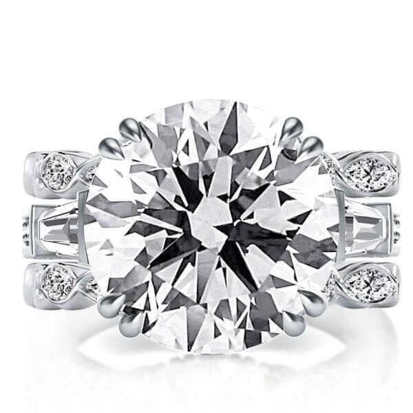 3-Piece Sterling Silver Engagement and Wedding Ring Set with 10.54 CTW Simulated Stones