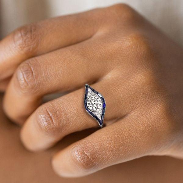 Vintage Style Bezel Set Sterling Silver Engagement Ring with 1.25 CT Center Stone