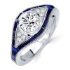 Vintage Style Bezel Set Sterling Silver Engagement Ring with 1.25 CT Center Stone