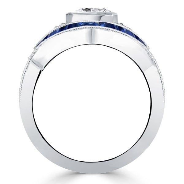 Vintage Style Bezel Set Sterling Silver Engagement Ring with 1.25 CT Center Stone