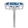 Three Stone Marquise Cut Blue Simulated Sapphire Engagement Ring in Sterling Silver