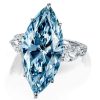 Three Stone Marquise Cut Blue Simulated Sapphire Engagement Ring in Sterling Silver