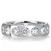 Stackable Wedding Band Set for Women in 925 Sterling Silver with Baguette and Round Cut Stones