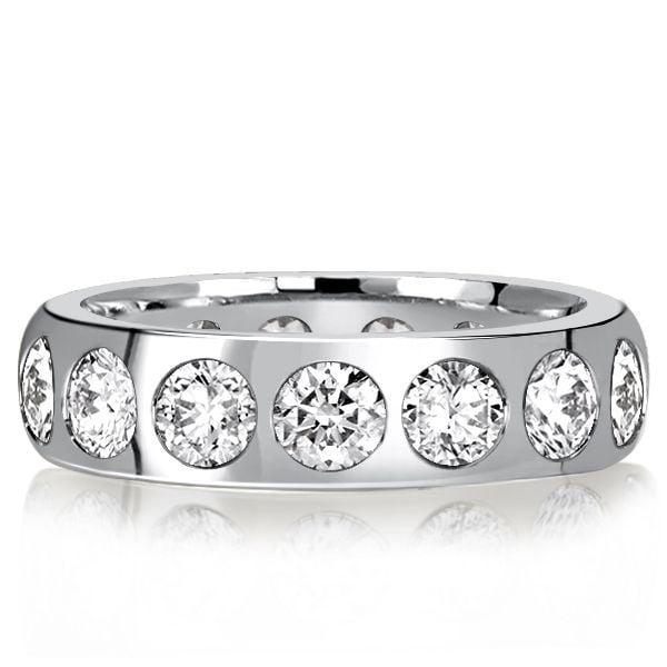 Stackable Wedding Band Set for Women in 925 Sterling Silver with Baguette and Round Cut Stones